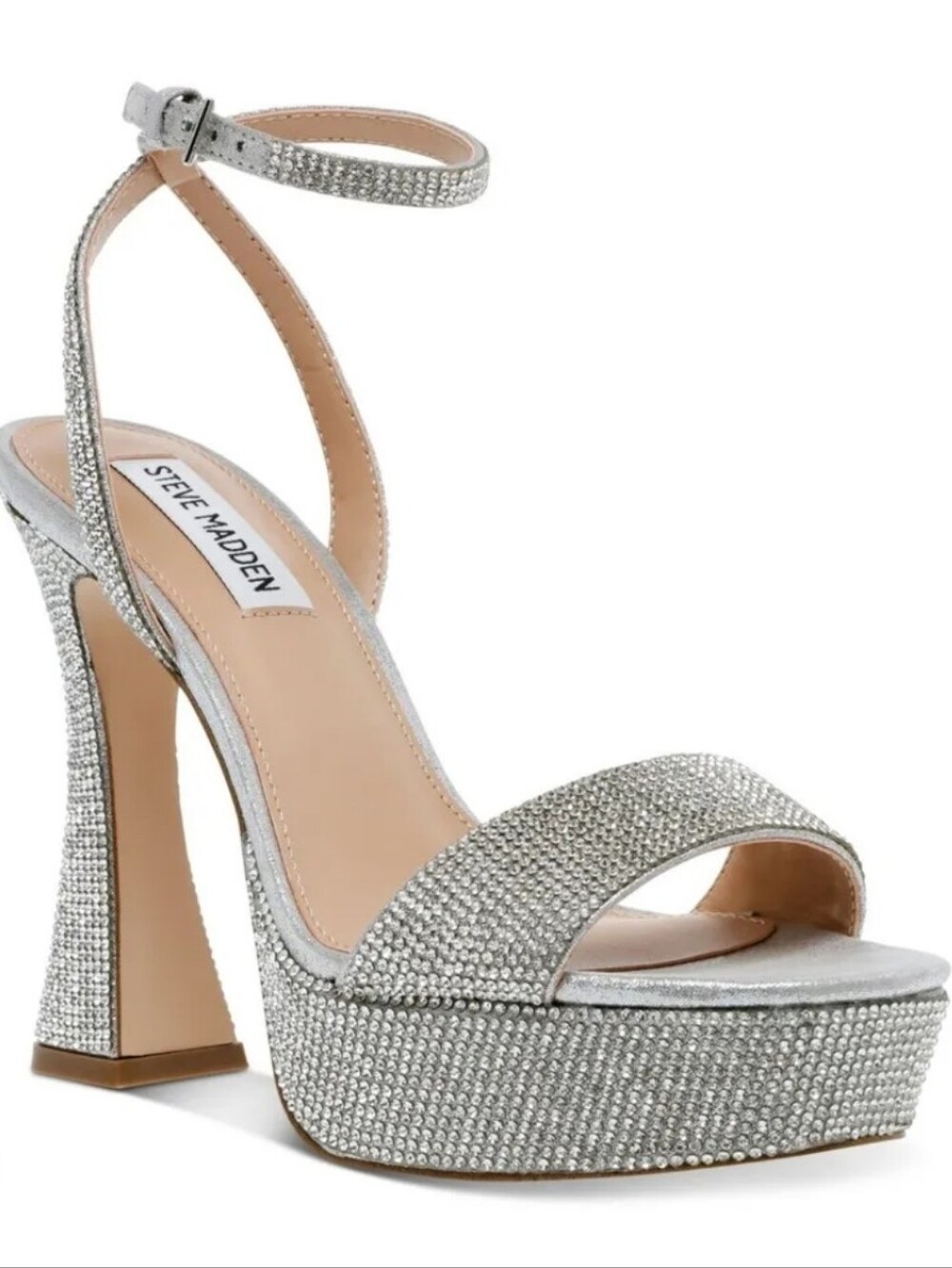 Steve Madden Silver Crystal Platform Heels